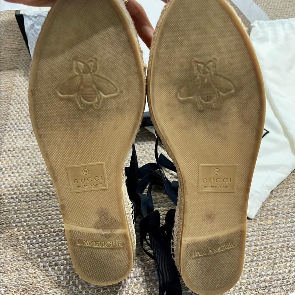 Gucci Black Espadrilles with Gold Accents - Picture 9 of 15
